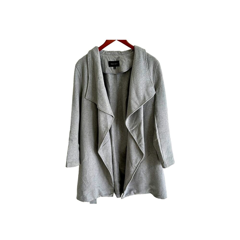 Harve Benard Preppy Grey Wool Blend Tie Wrap Trench Coat Size Women's Medium